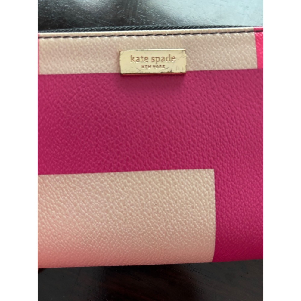 Kate Spade Pink Colorblock Geometric Zip Around Continental Wallet Crossgrain